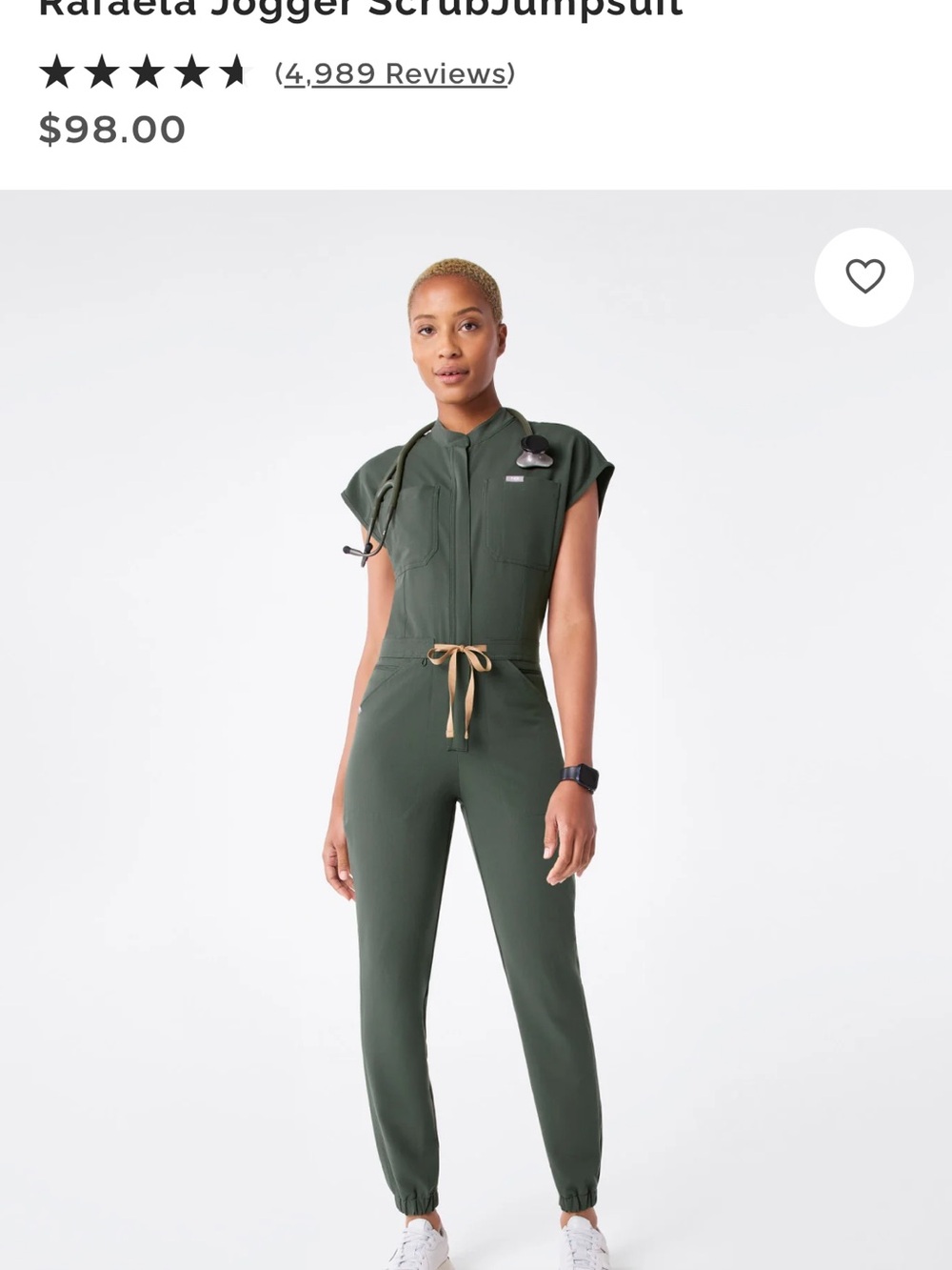 Figs Olive Green Rafaela Jogger Scrub Jumpsuit